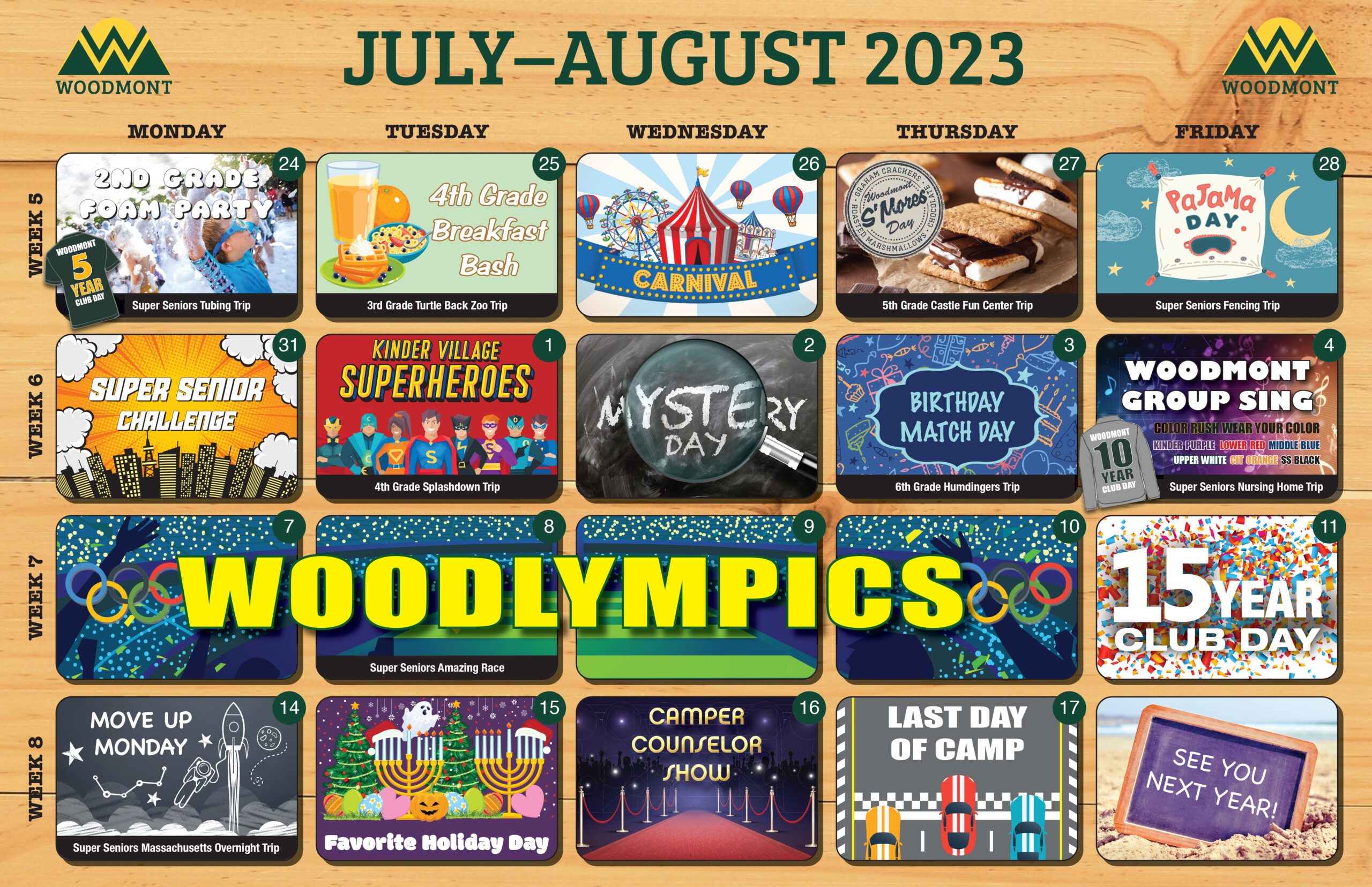 Calendar Woodmont Day Camp